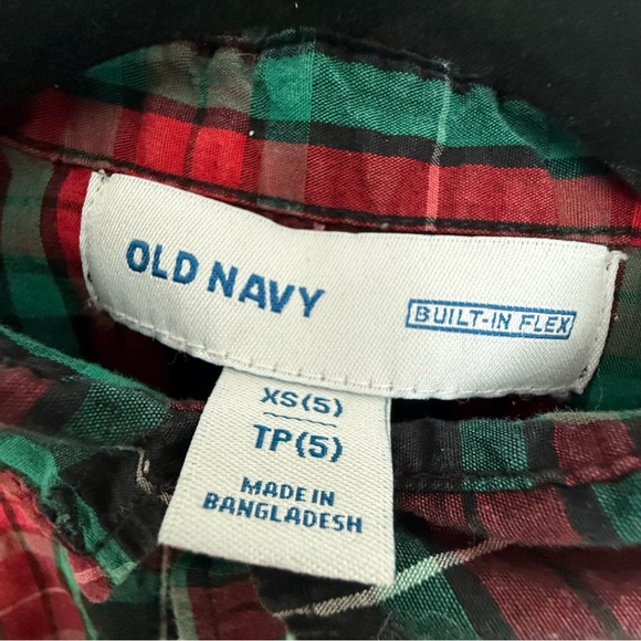Old Navy Kids Plaid Button Down Shirt - Red and Green - Picture 3 of 3